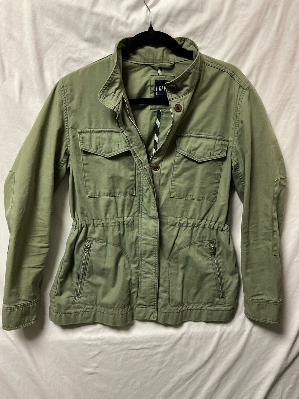 GAP Light Olive Utility Jacket with Drawstring Waist